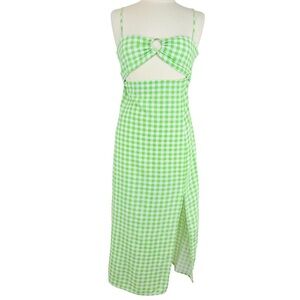 Zara Green Gingham Cutout Midi Summer Dress